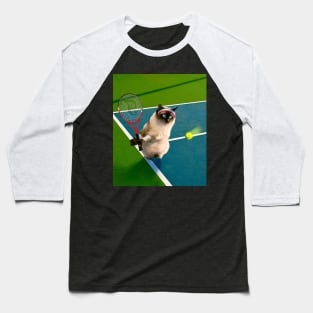 Siamese Cat Playing Tennis Baseball T-Shirt